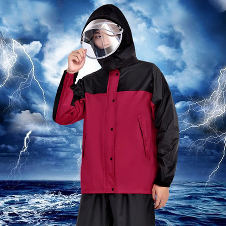 Длинный прозрачный дождевик для взрослых водонепроницаемый с капюшоном женщин и