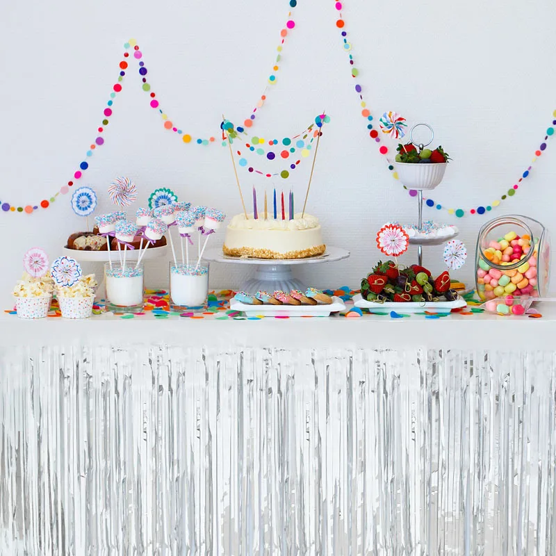 

275*75cm Glitter Table Skirt Cover Tableware Wedding Desk Decoration Baby Shower Birthday Party Table Skirting