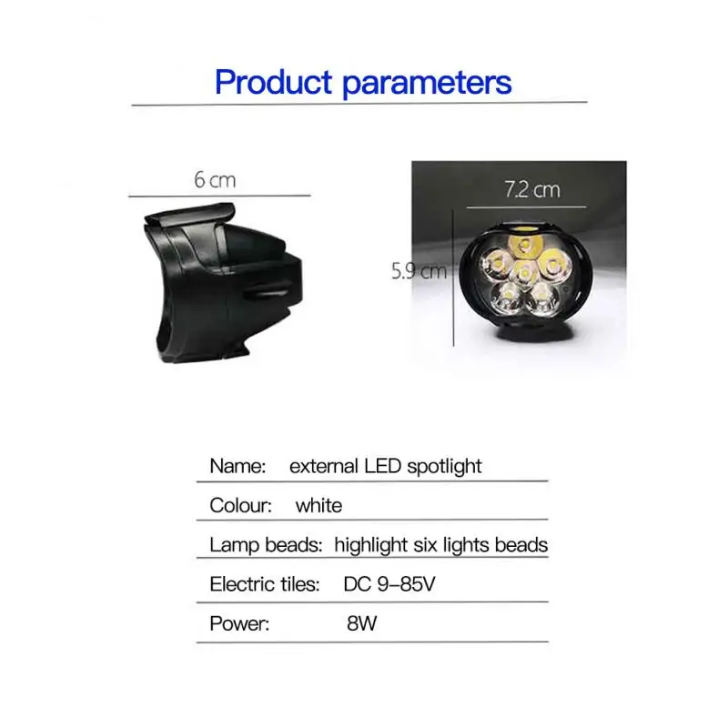 

2Pcs Motorcycles Headlight Working Spot Light Motorbike 6500k White Super Bright 6 LED Fog Lamp 1200LM LED Scooters Spot