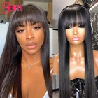 Парик из человеческих волос с челкой, 28 Дюймов, 30 дюймов, парик из перуанских волос с драгоценными камнями, парик для чернокожих женщин, прямой парик из человеческих волос с челкой