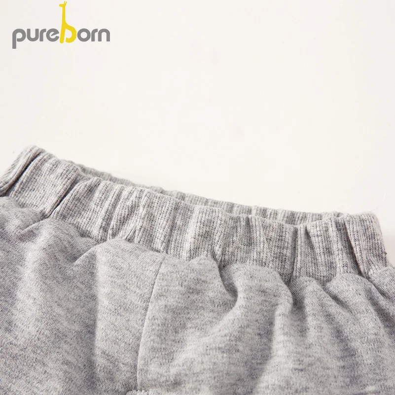 Pureborn/2 предмета; одежда для маленьких девочек; топы с рисунком пингвина и штаны с рождественским оленем; стеганые комплекты одежды для маленьких мальчиков; детская одежда