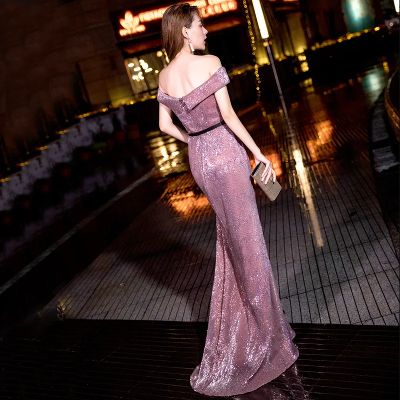 Women Slash Neck Sequin Long Party Dress Oriental Luxury Wedding Short Sleeve Chinese Style Elegant Robe Clothes Vestido XS-XXL | Женская