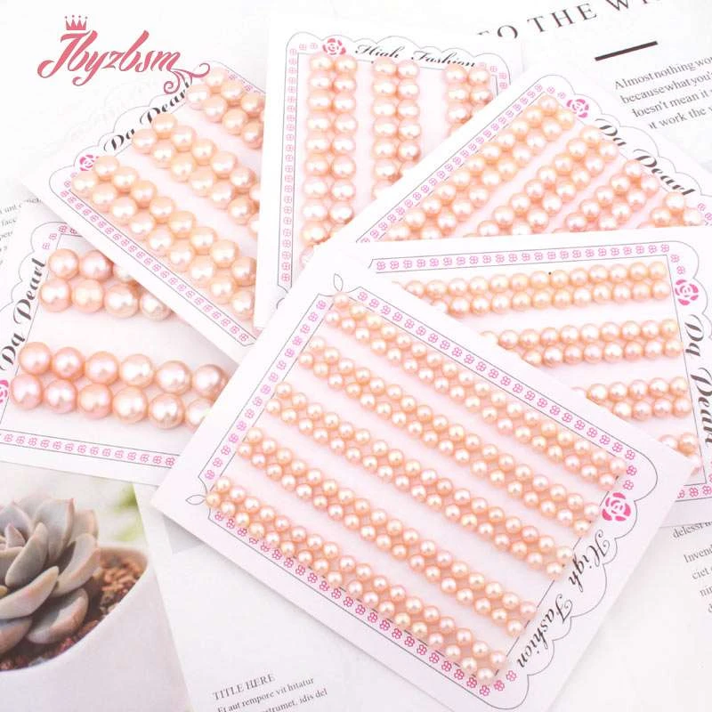 Половинные буровые бусины из розового пресноводного жемчуга класса 3A