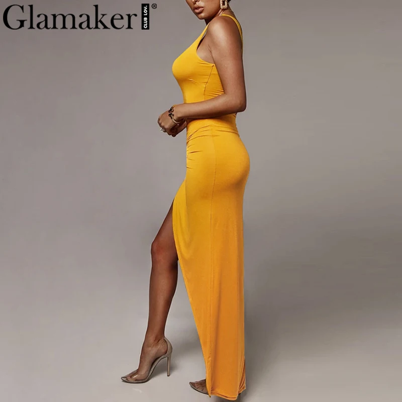 Женское трикотажное платье с круглым вырезом Glamaker однотонное облегающее на