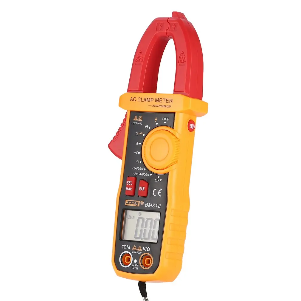 SZBJ BM818 Цифровой DC/AC клещи мультиметр Вольт Ампер Ом диод НТС Емкость тестер Ручной