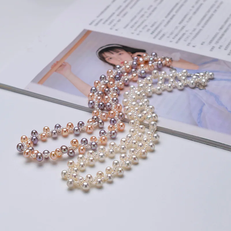 

3-5 мм Мини Многожильный Жемчужное Колье 100% жемчужное ожерелье из леди с настоящим жемчугом, жемчужные ювелирные изделия для женщин Подарки