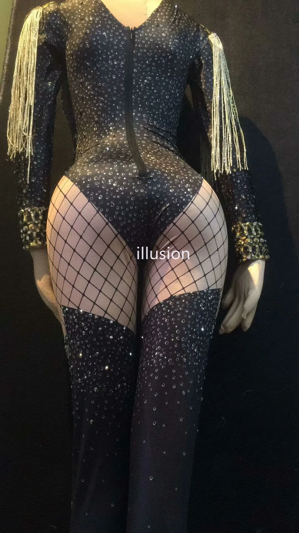 Женский спортивный костюм с золотыми кисточками и стразами | Тематическая одежда