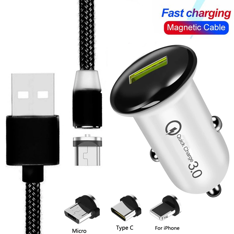 Магнитный USB Micro Type C кабель для iPhone 11 Pro MAX Samsung S6 S7 S8 S9 S10 QC 3 0 быстрое зарядное