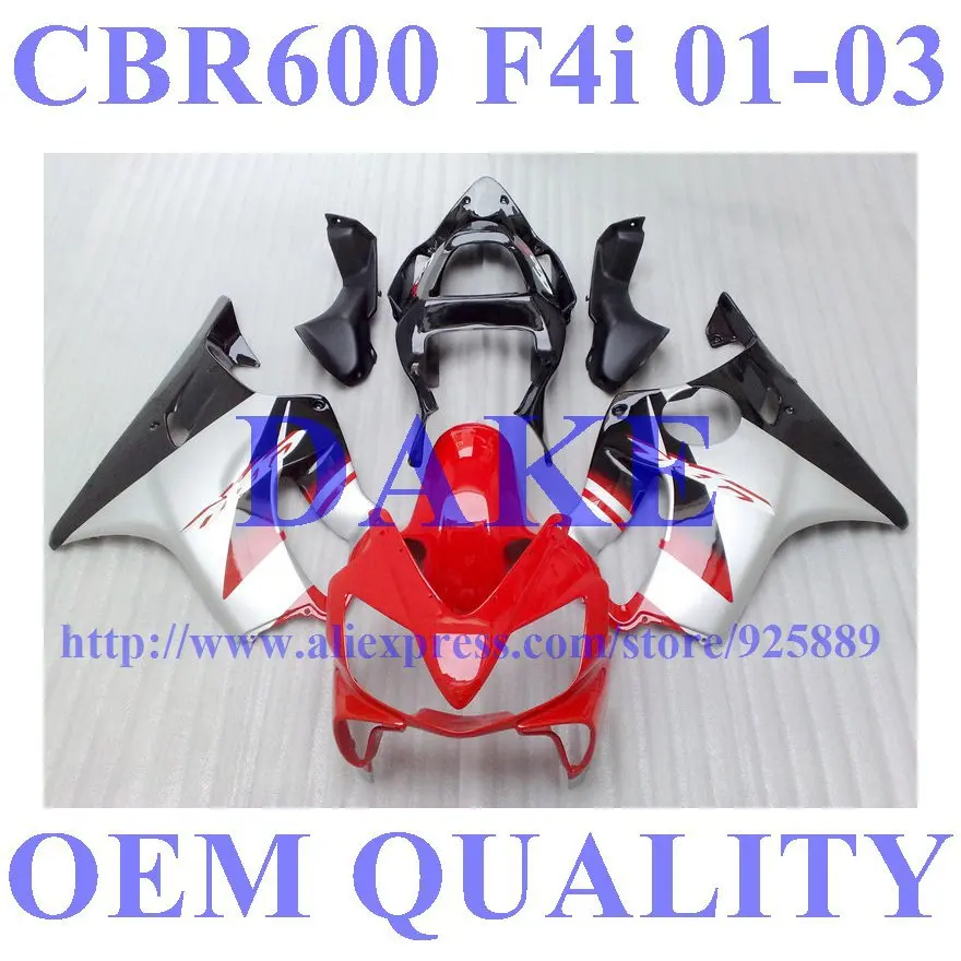 

Injection fairing kits for Honda CBR600F4i 03 02 01 CBR600 01-03 CBR600 F4i 2001 2002 2003 fairings Red silver black #PP00A