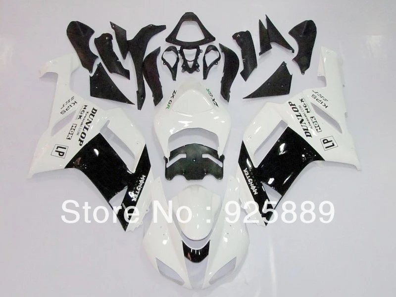 

Free Shipping White Black For KAWASAKI ZX6R 07 08 ZX 6R 07-08 ZX-6R 2007 2008 2007-2008 ABS Body Kit