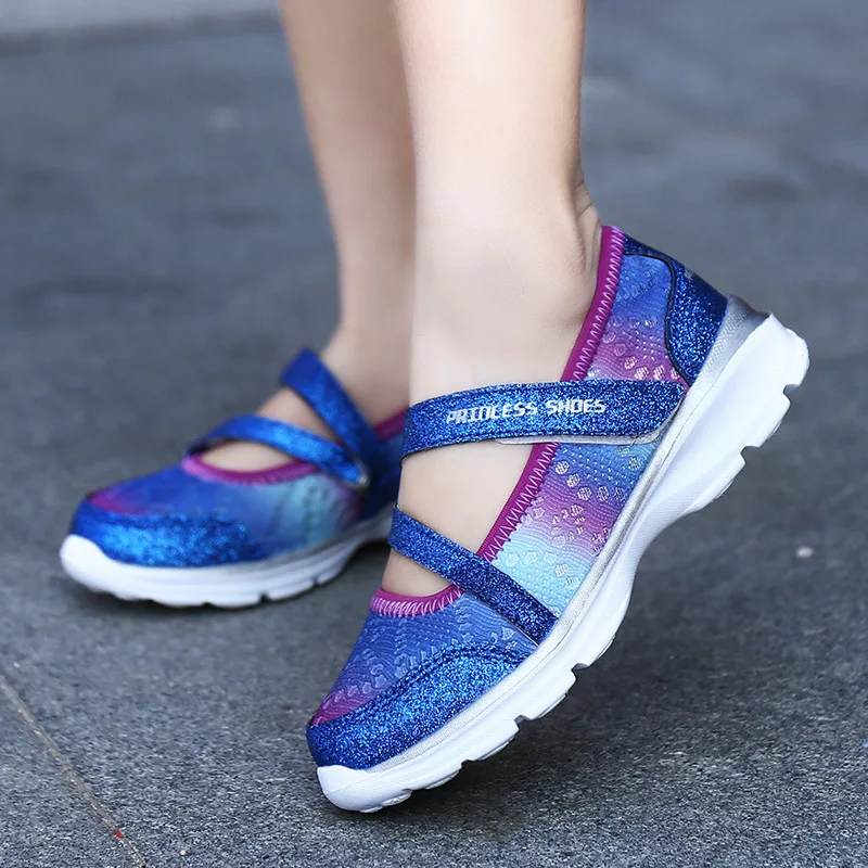 

Girls sandals 2021 new children's fashion Baotou sequined shoes silver performance princess dance