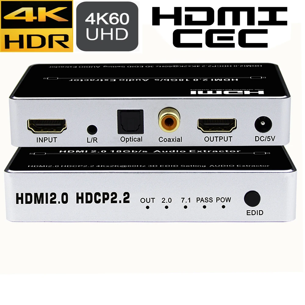 4K 60 Гц аудио экстрактор HDMI совместимый 2 0 преобразователь разветвитель в toslink + coax