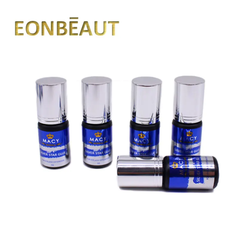 5 Bottles MACY Silver Star Glue For Eyelash Extension 5ml Powerful Fastest Drying 0.5 Sec Black Lash Adhesive Korean Beauty Shop | Красота и