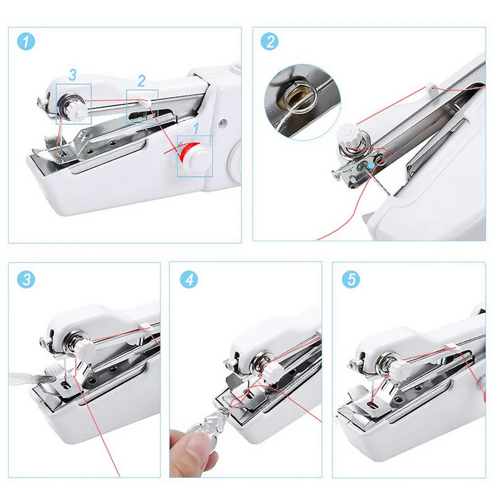 New Portable Sewing Machine Mini Handheld Cordless Electric Stitch Household Tool for Fabric Clothes | Дом и сад