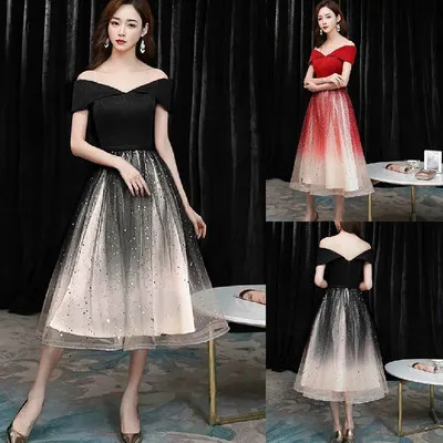 Сексуальное коктейльное платье с V образным вырезом открытыми плечами и