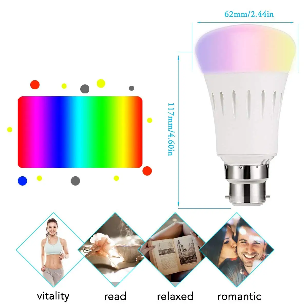 WiFi умная Светодиодная лампа B22 Bayonet RGB меняющий цвет светильник лампы 9 Вт