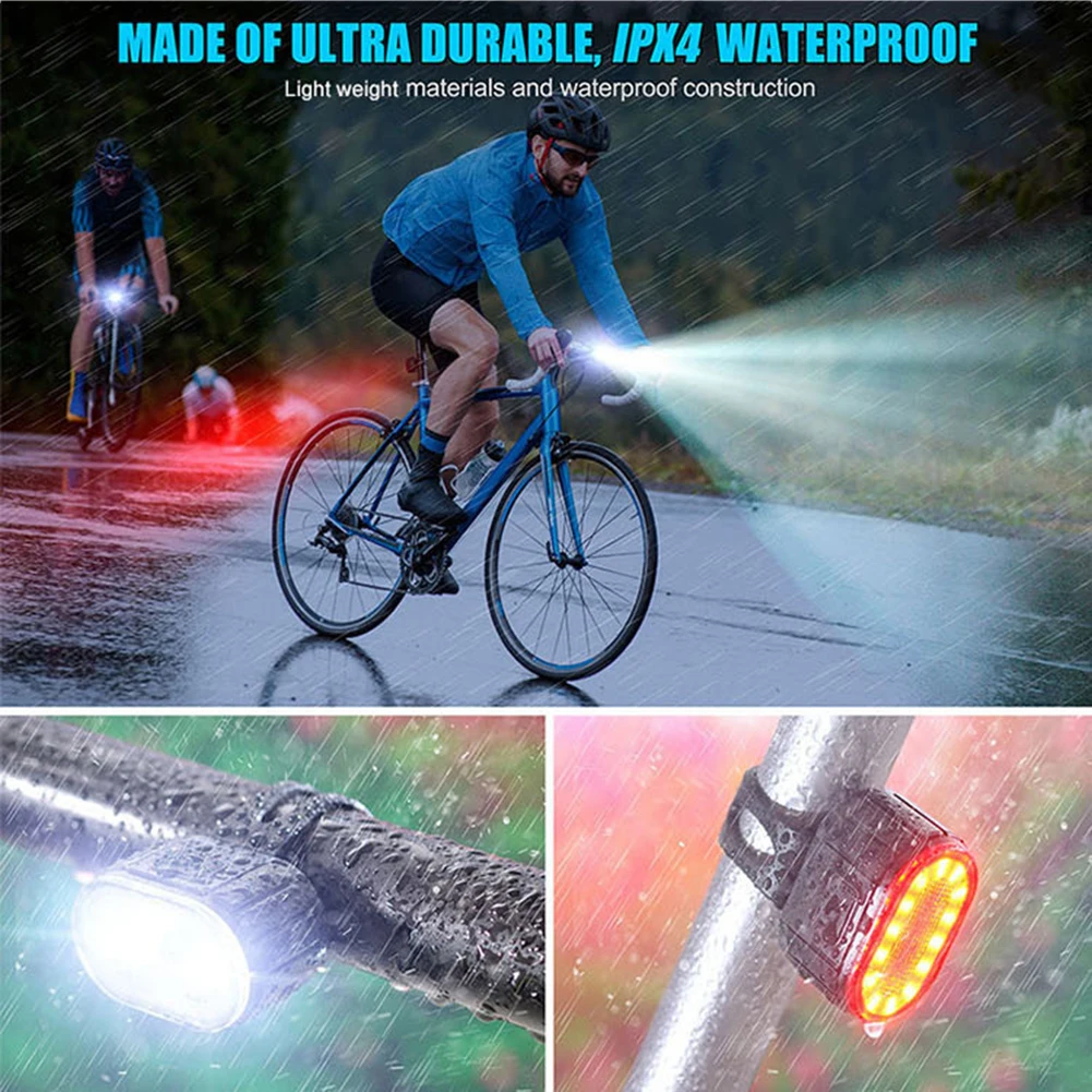 

Bicycle Rear Front Light Combination Set LED USB Rechargeable Digital Display Bike Light Flashlight Cycling Accessories