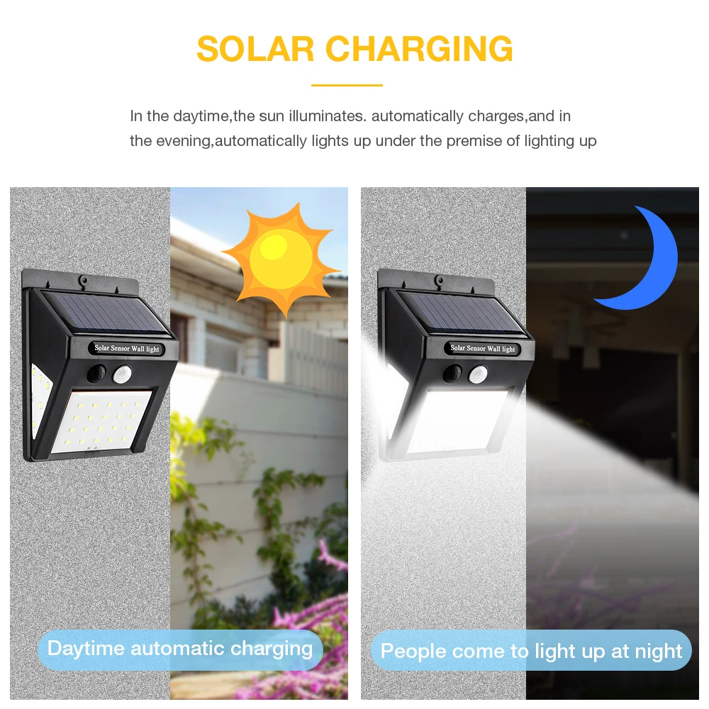 Уличная настенная лампа на солнечной батарее водонепроницаемый Светодиодный