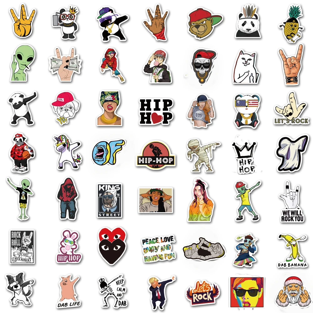 1050100pcs rock band hip hop meme stickers laptop fridge guitar motorcycle luggage skateboard cool funny sticker decal kid toy free global shipping
