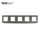 Панель из поликарбоната для настенного выключателя Wallpad S6, 5-полосная черная, имитация алюминиевой пластины, 430*86 мм