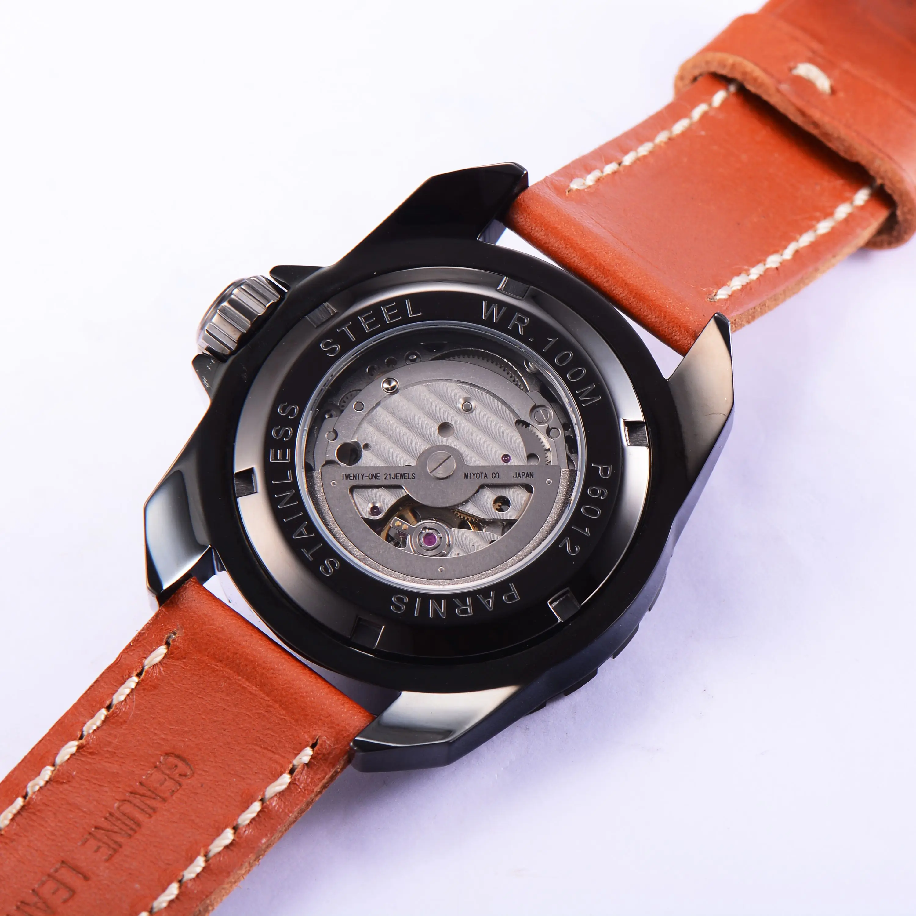 Модные механические мужские часы 44 мм наручные Parnis с автоматической вращающейся