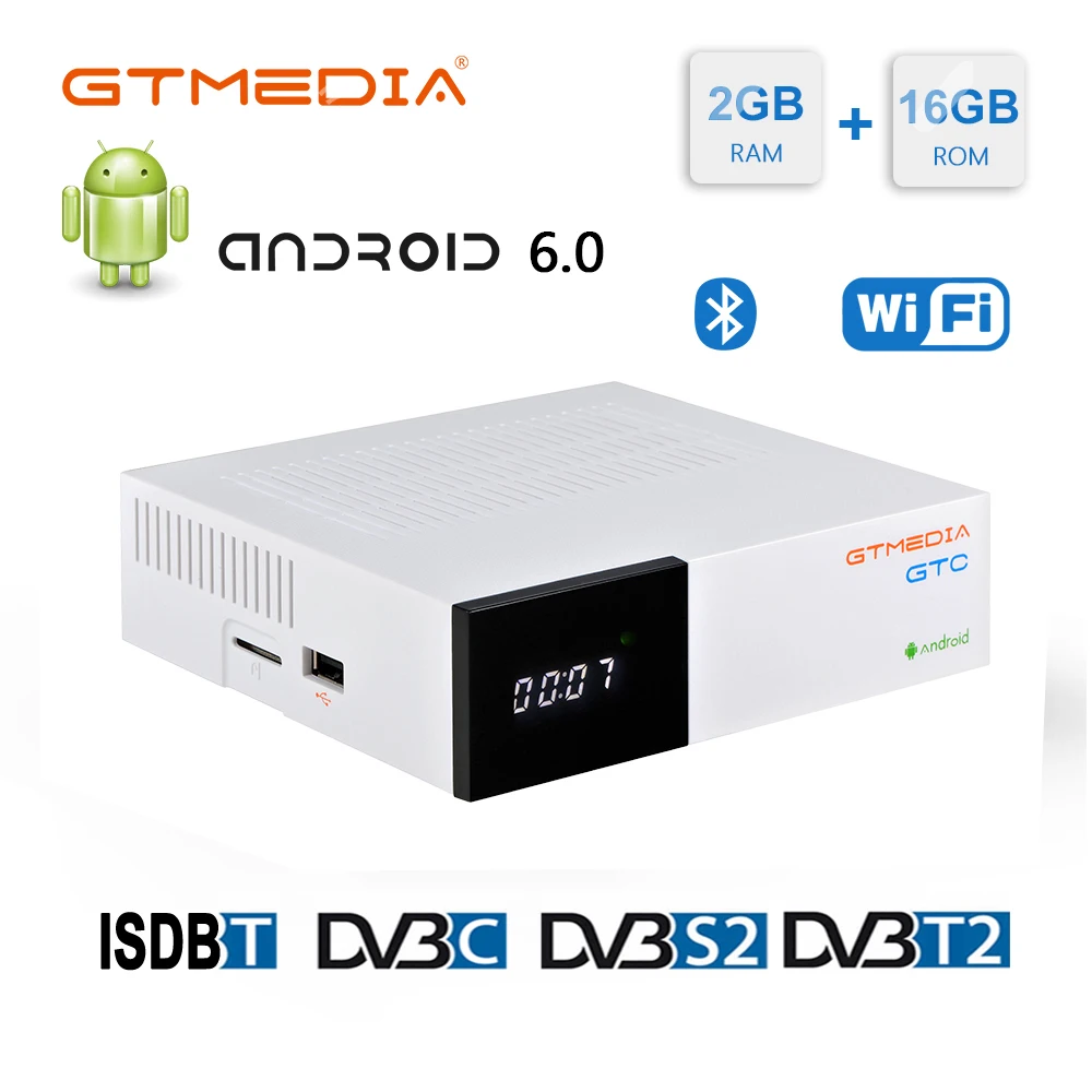 Приемник GTmedia GTC DVB S2 ISDBT Amlogic S905D android 6 0 TV BOX 2 Гб 16 m3u спутниковый