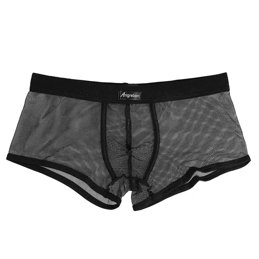 

Men's sexy breathable mesh boxer briefs sexy underwear letter printed boxer briefs shorts expansion bag briefs X5
