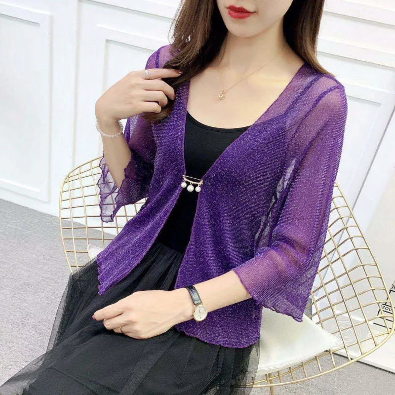 Женский ультратонкий кружевной болеро фиолетовая черная розовая шаль для