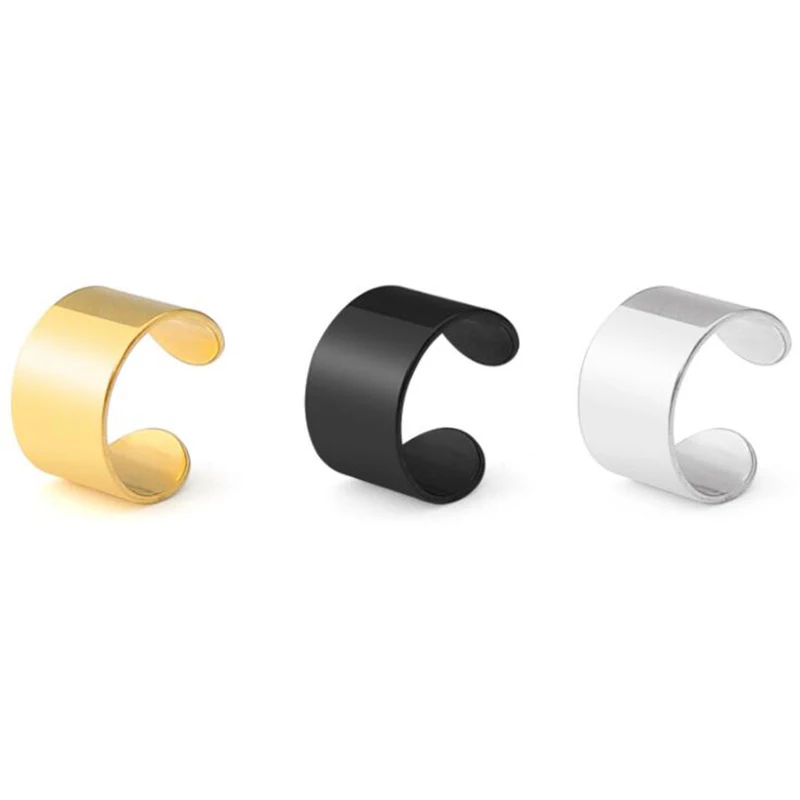 Simple Personality Pierced Ear Cuffs Punk Stainless Steel Gold Silver Color Clip Earrings Women Men Hip Hop Brincos | Украшения и