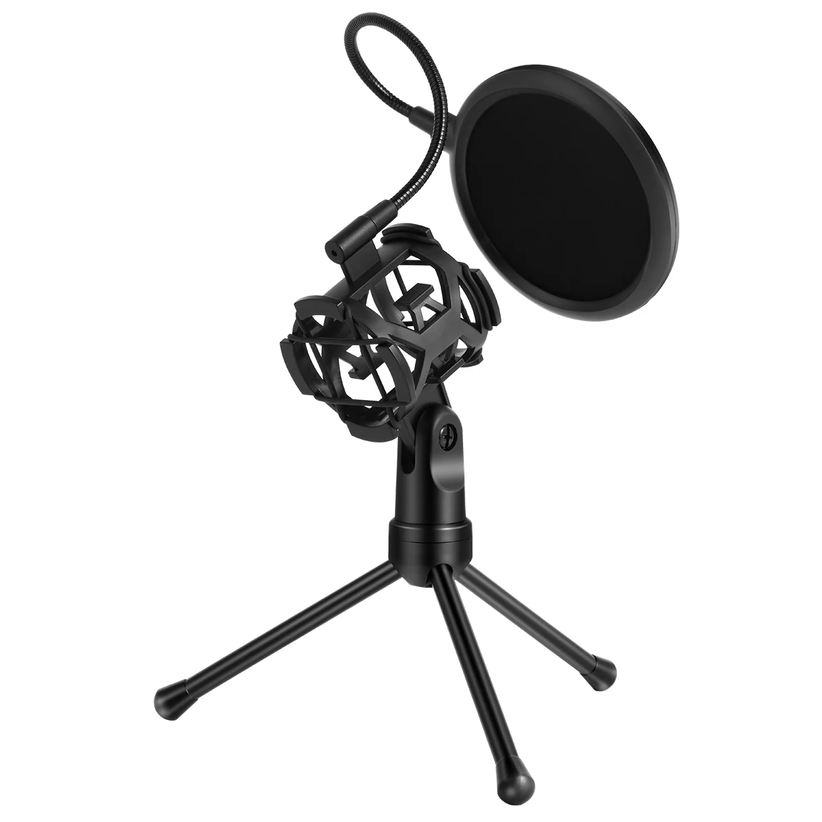 

Portable Desktop Universal Anti-Spray Microphone Shock Mount Holder Tripod Stand Bracket For Broadcast Online Conference