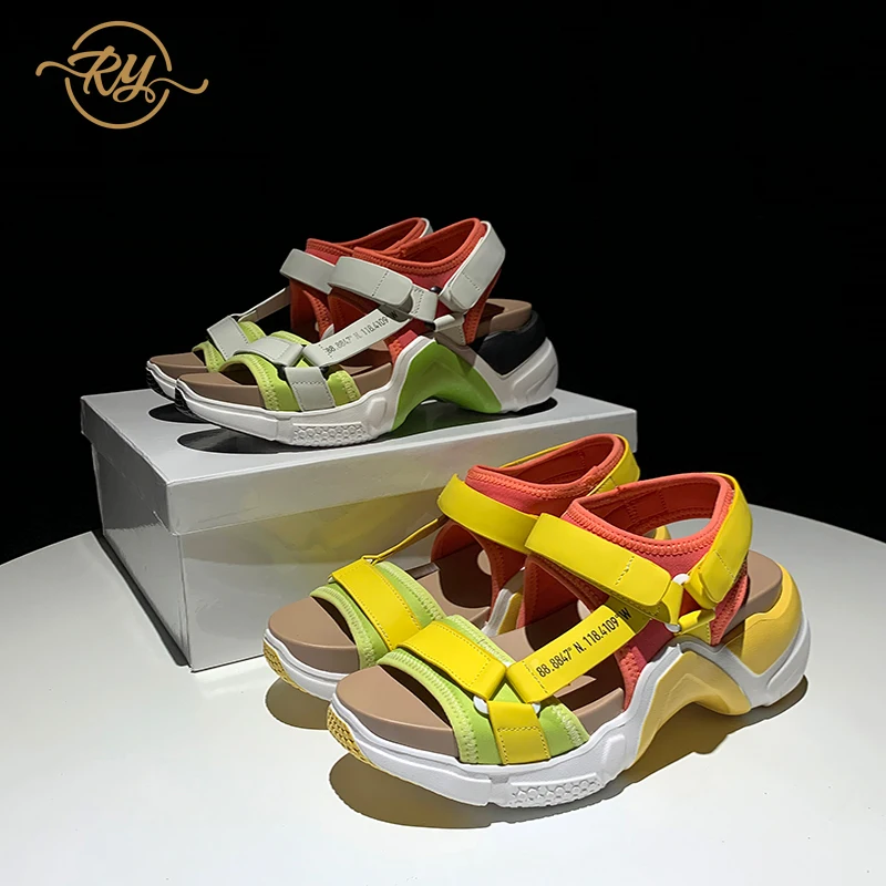 Женские сандалии на платформе из натуральной кожи высоком каблуке Роскошные для