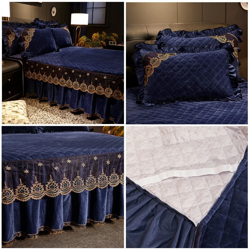 Европейский роскошный бархатный комплект покрывал кружевная юбка с рюшами