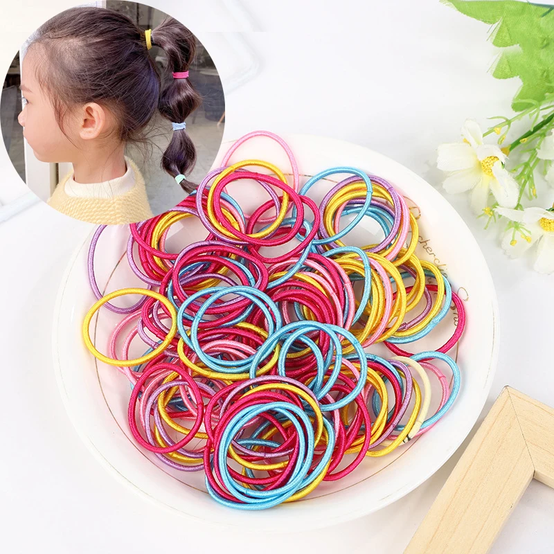 300 шт./лот резинка для волос цветная эластичная повязка заколка конского хвоста
