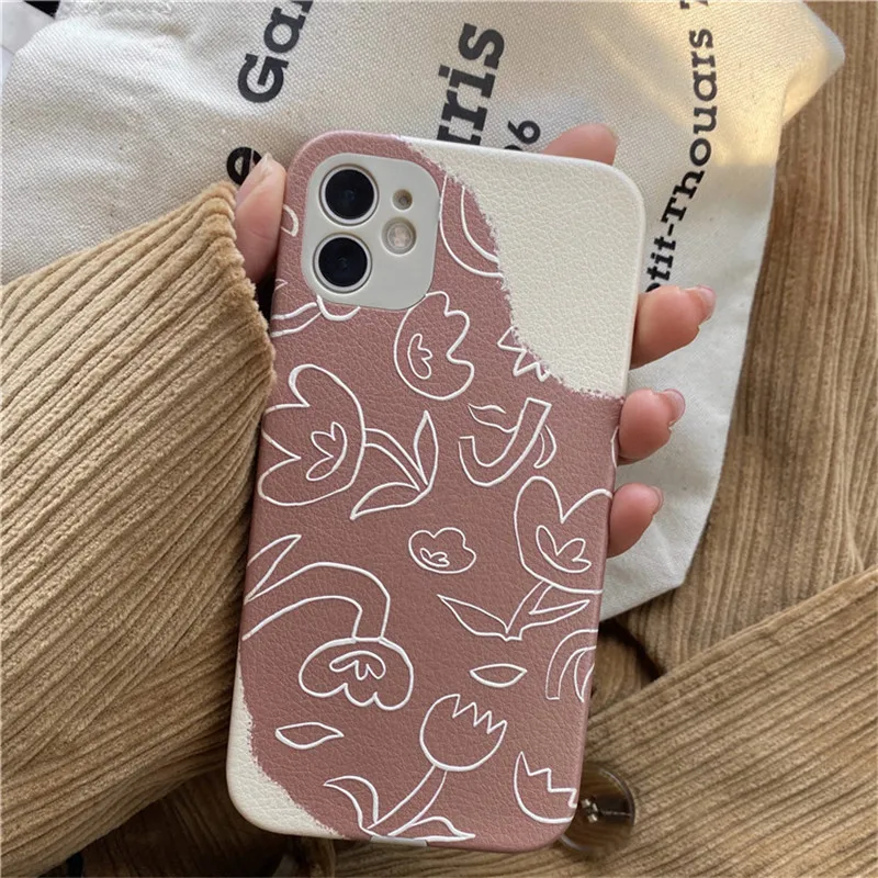 

Art Flower Case for iPhone Silicone iPhone 11Pro MAX Case/12 Pro Max/XR/XS MAX /11 profunda iphone 12 pro чехол на айфон 11