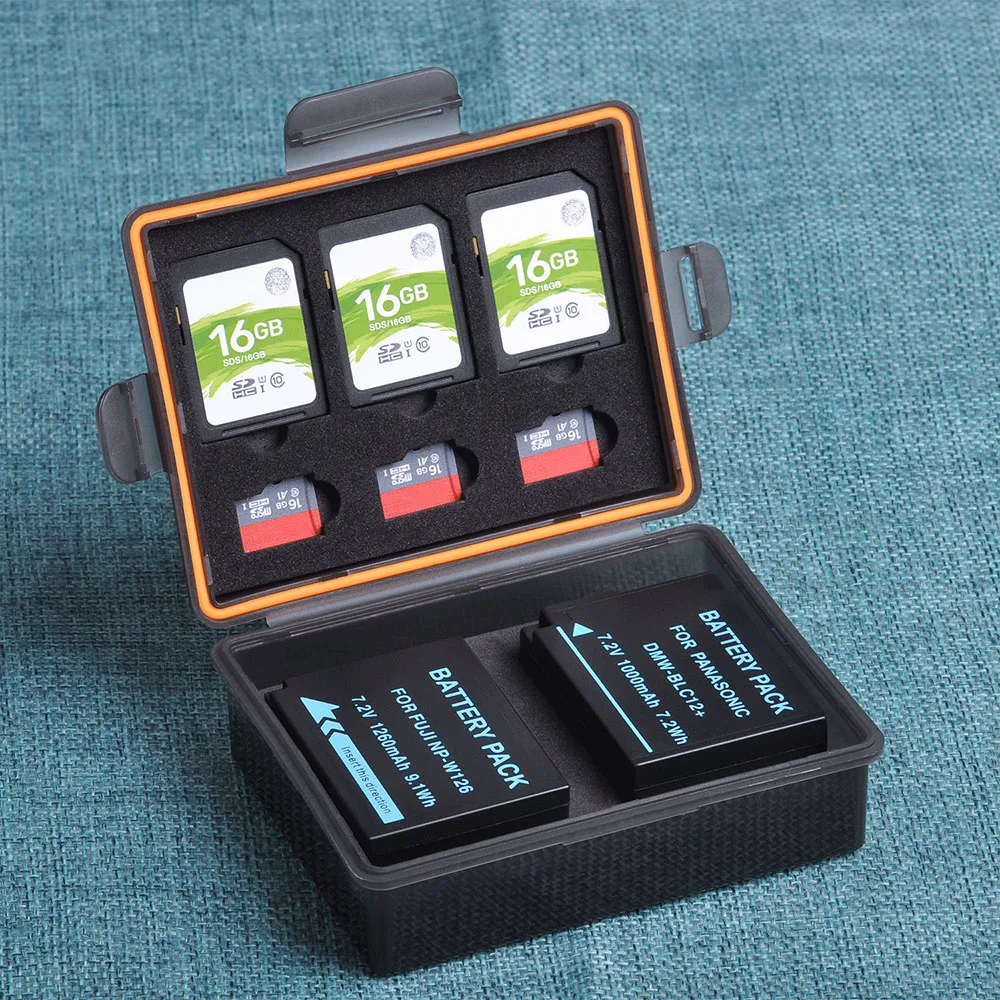 Черный Батарея хранения Чехол SD TF Коробка для карт памяти Nikon EN-EL14 Canon LP-E5 LP-E8 DMW-BLC12
