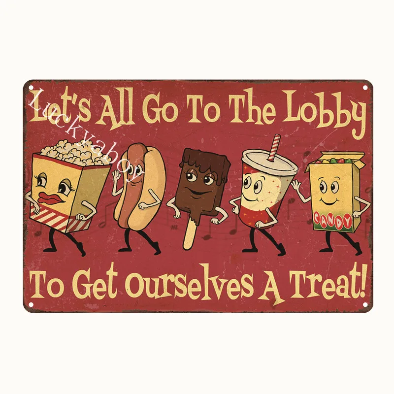 

[Luckyaboy] Pop Corn Pizza Hotdog Cheese Snacks Cake Ice Cream Metal Tin Sign Pub Bar Garage Car Retro Decor AL010