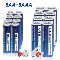 8pcs usb 1 5v li ion aa rechargeable battery 2800mwh8pcs 1 5v aaa usb rechargeable battery aaa 1110mwh with usb cable