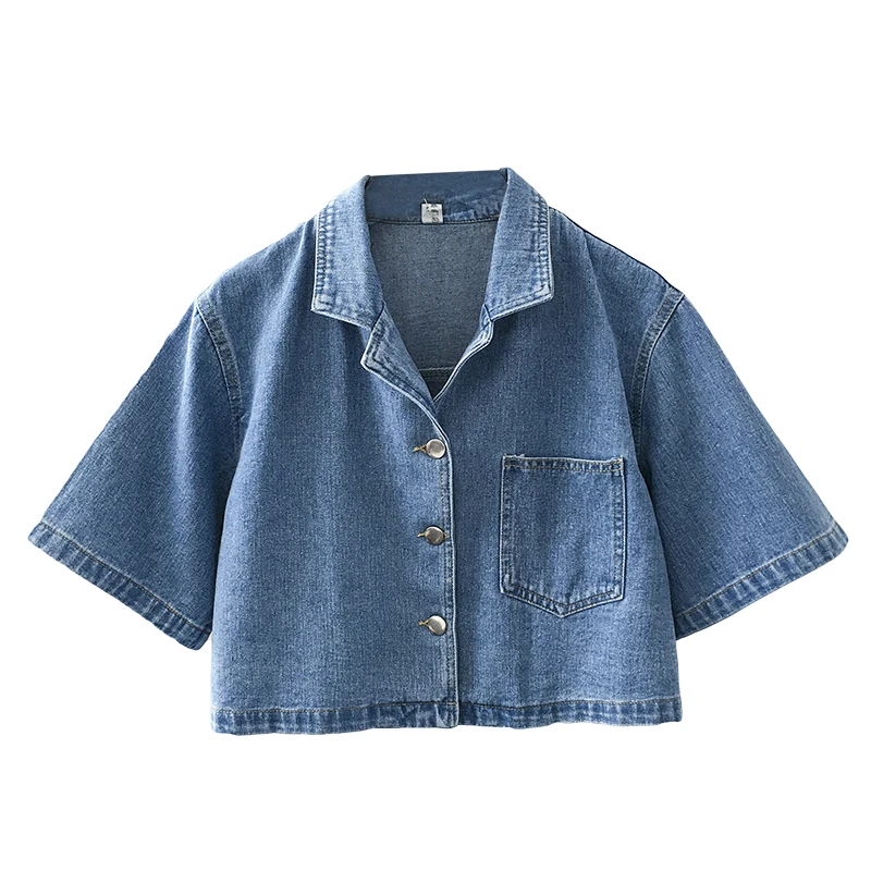 

High Street Short Design Women Denim Jackets 2021 New Summer Fashion Thin Jean Coat All Matched Casual Outwear Jacket