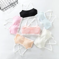 bra solid breathabletraining young girls kids cotton vests sport tops puberty teens students underwear bras 8 18 years old