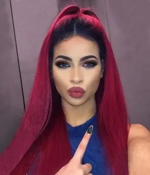 

Sylvia Ombre Red Synthetic Lace Front Wigs for Women Red Color Wig Straight Hair Heat Resistant Replacement Wigs
