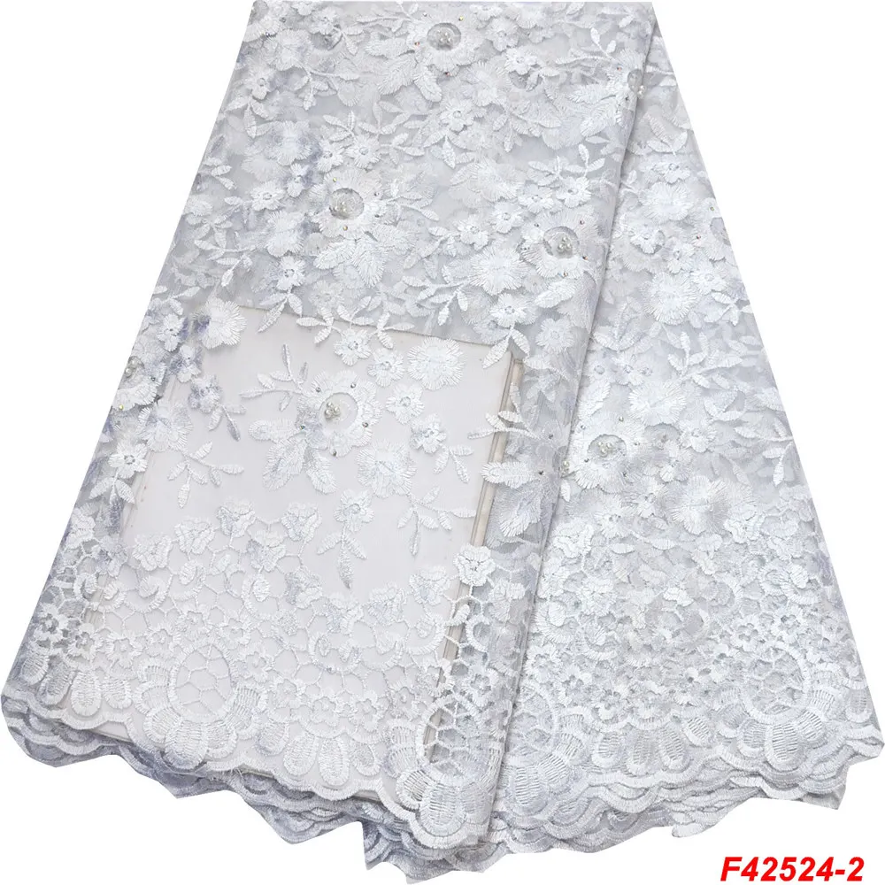 Африканская кружевная ткань вышитая цветными бусинами нигерийские кружева