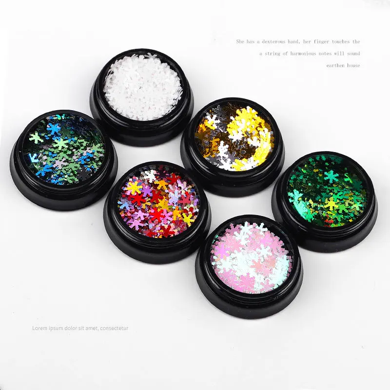 

6Boxes Mix Christmas Nail Stickers Charms Nail Art Snowflake Xmas Tree Starlights Glitter Sticker For Nails Stickers Decoration