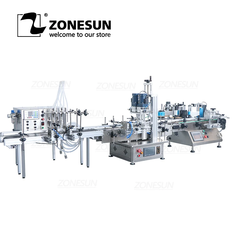 

ZONESUN ZS-FAL180D Automatic Line Oil Hand Sanitizer Bottle Liquid Soap Semi Automatic Filling Capping Labeling Machine