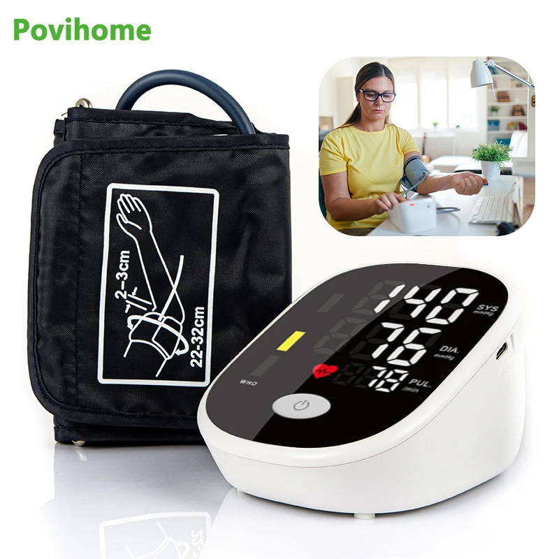 

With Voice Blood Pressure Monitor Upper Arm Automatic Tonnometer Manometer LED Diaply Medical Device Pulse Heart Rate Monitor