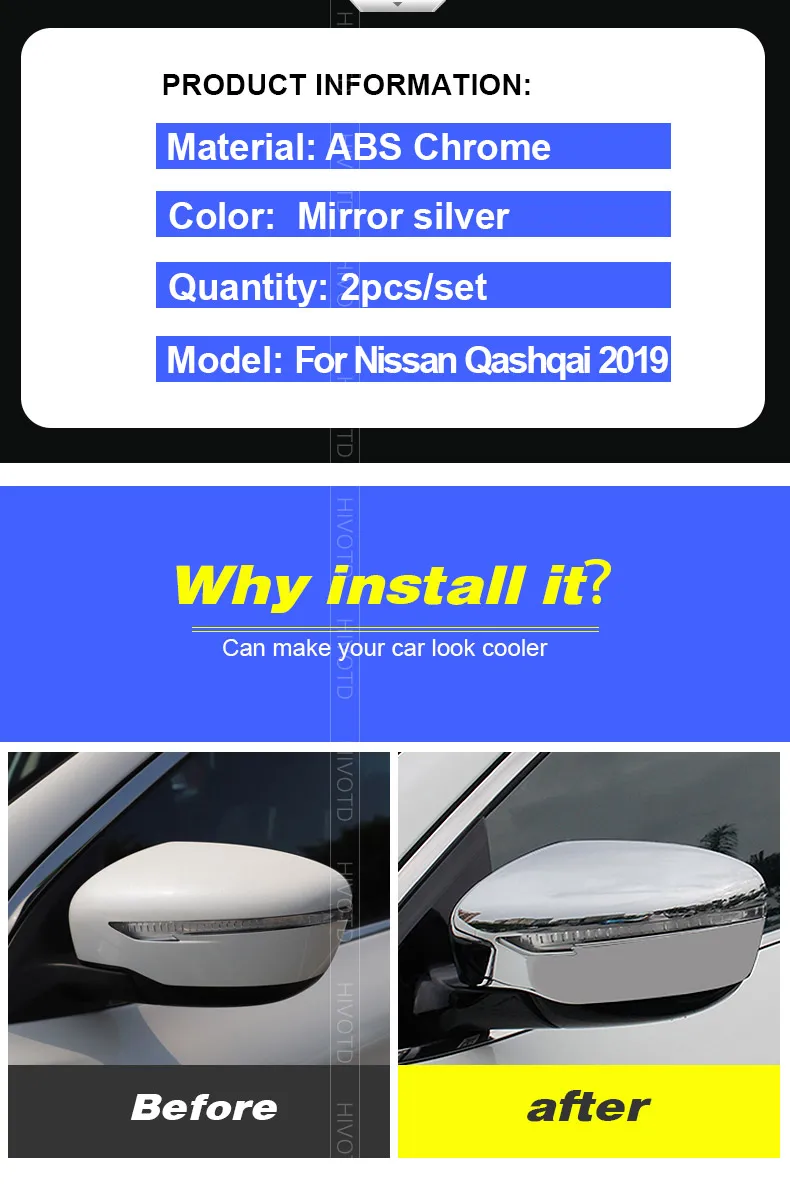 Hivotd для Nissan qashqai j11 Dualis, аксессуары, зеркала заднего вида, Внешняя защита, украшение, хромированный стиль автомобиля,автотовары аксессуары для авто