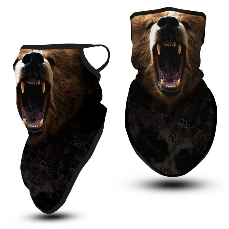 Маска для лица косплея животных Забавный медведь Лев тигр шейный шарф маски