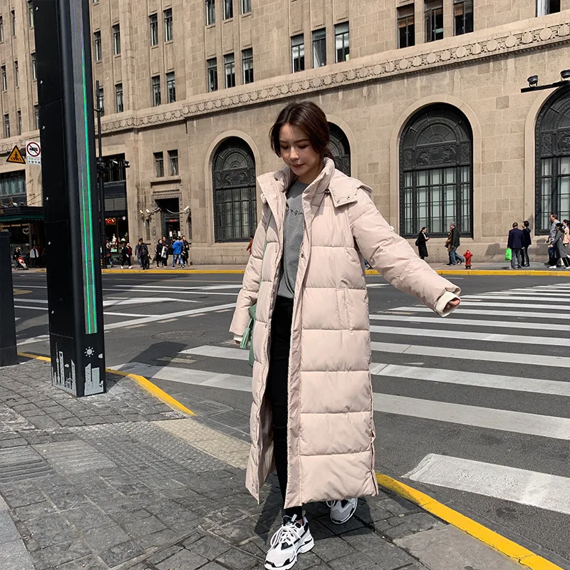 Женская длинная куртка на молнии повседневная Толстая Свободная с капюшоном