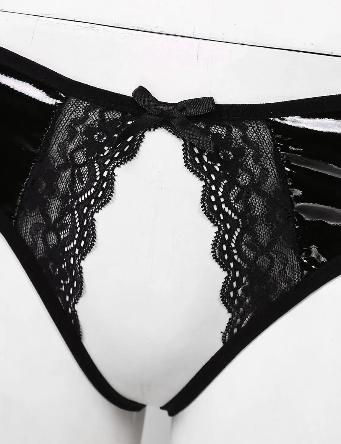 Женские короткие Femme с открытой промежностью прикладом трусики кожи вырезами