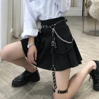 punk gothic leather women belts with chain harajuku harness leg belt body waist strap jk dress jeans slim bondage cool waistband