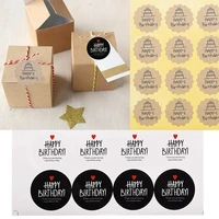 30pcs 60pcs happy birthday adhesive kraft seal sticker for baking gift label stickers funny diy gift tags decoration
